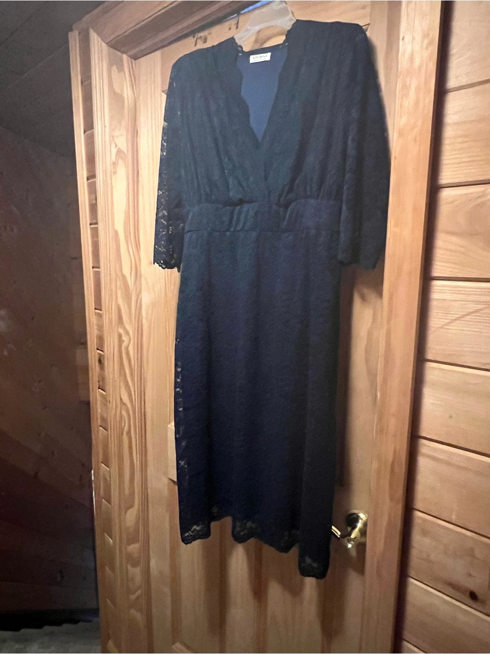 Kiyonna Navy Blue Lace V-Neck Midi Dress